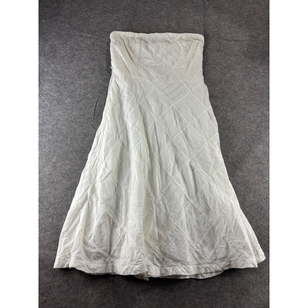 American Eagle White Strapless Patchwork Midi Dress Womens 10‎ Cottagecore Boho